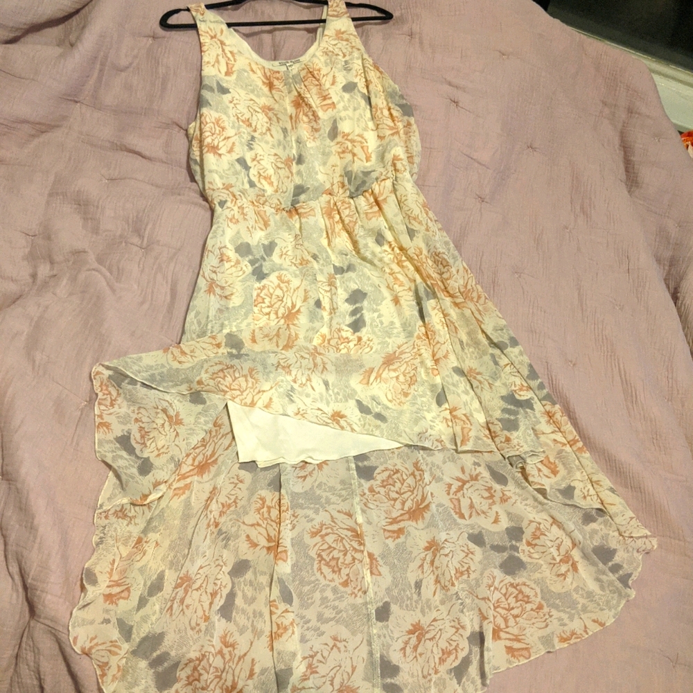 Floral Cream High Low Maxi Dress